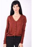 Women Cardigan Selected Slfstinna Knit Deep V Smoked Paprika